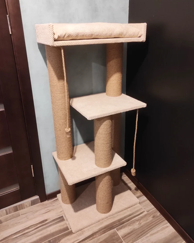 Kompleks dla kota – drapak „Sky”, wielopoziomowy, kompaktowy, 145*60*40см, juta. - obrazek 4