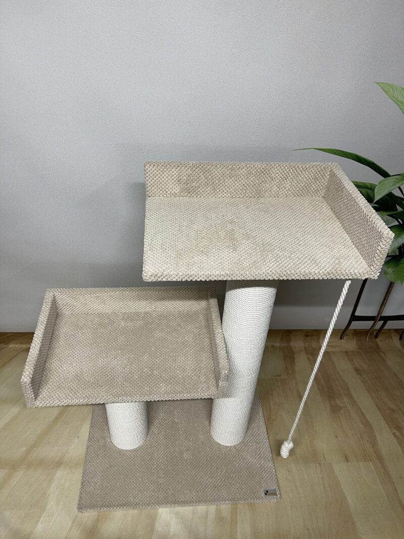 Kompleks drapak „Kompakt” z dwoma leżakami, z białej bawełnianej liny, 90*60*40 cm - obrazek 2