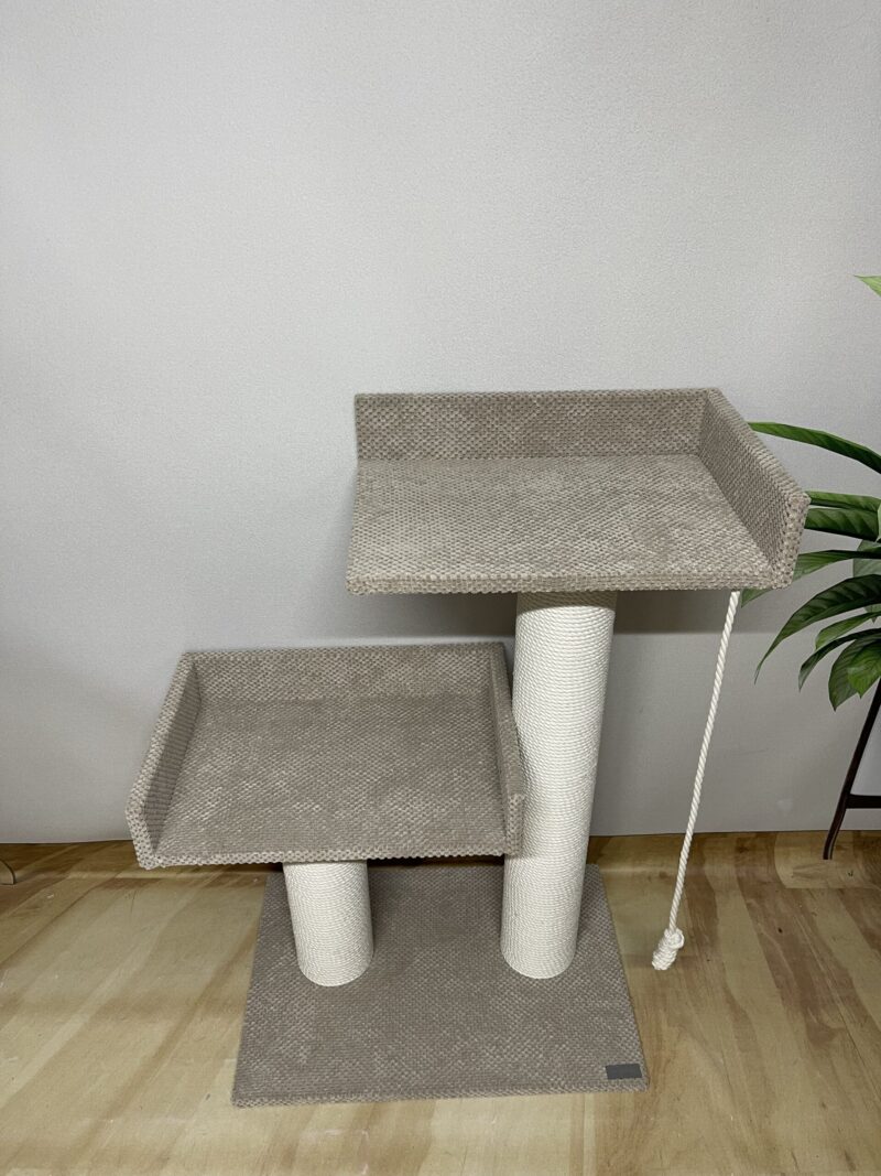 Kompleks drapak „Kompakt” z dwoma leżakami, z białej bawełnianej liny, 90*60*40 cm - obrazek 3