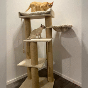 Kompleks kocich pazurów "Sky", wielopoziomowy, kompaktowy, z juty, z hamakiem, 145*60*40cm