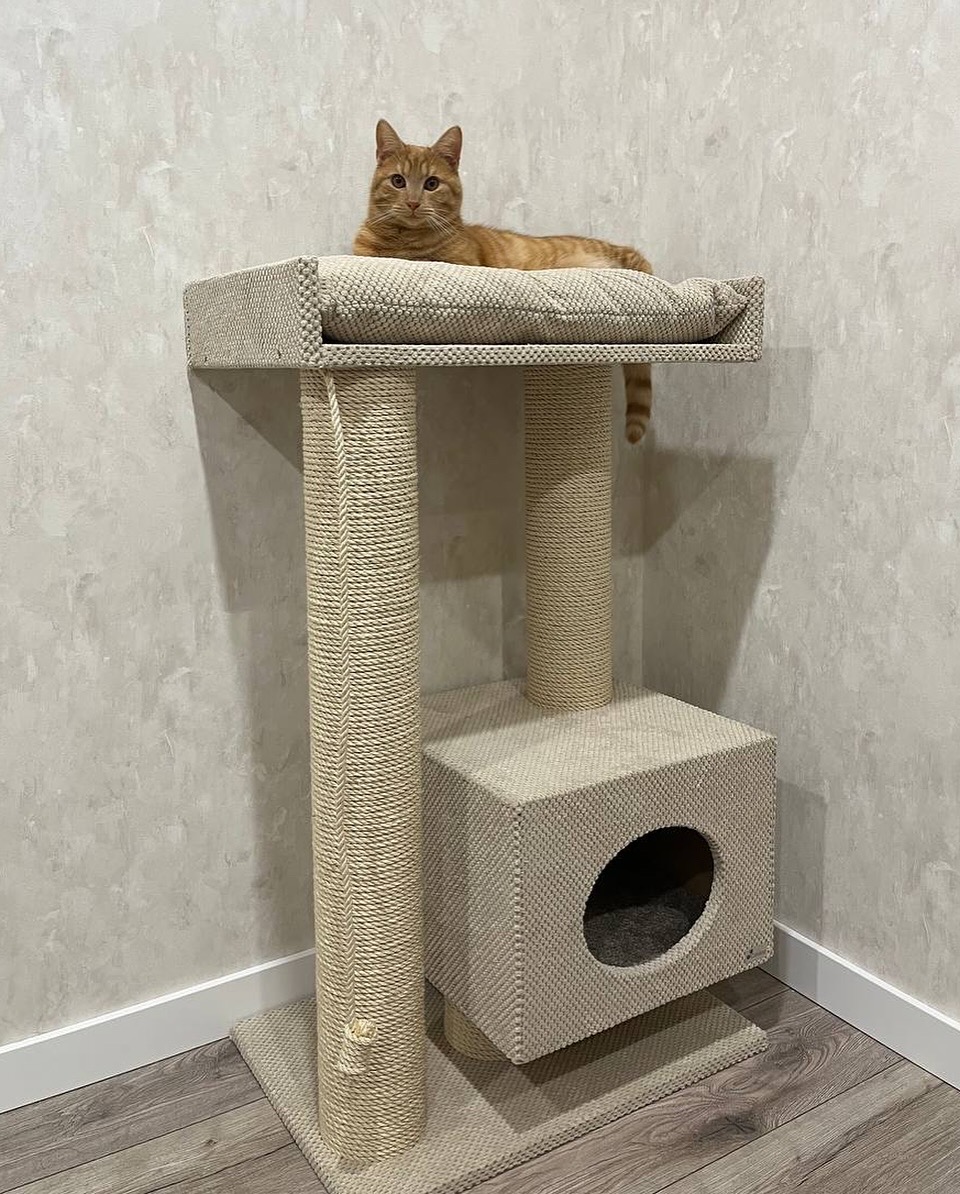 Domek dla kota z kanapą "Mriya", zestaw zabawowy pazur, wykonany z sizalu, 100*60*40cm