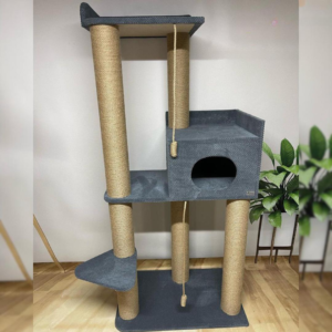 Kompleks pazurów "Elbrus" dla dużych kotów, z dużym legowiskiem i domkiem, schodek, do budy, 175*80*50cm