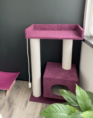 Domek dla kota z kanapą "Mriya", zestaw do zabawy z pazurem, wykonany z białej liny, 100*60*40cm