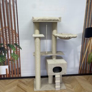 Zestaw zabawowy "Charlie" dla dużych kotów, z domkiem, z hamakiem, do budy, sznur sizalowy, 175*80*50 cm