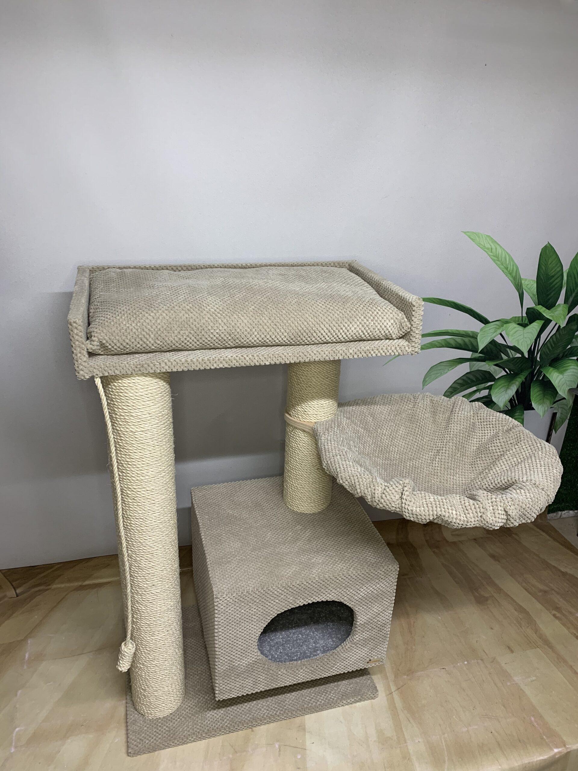 Domek dla kota z kanapą "Marzenie", zestaw zabawowy pazur, z hamakiem, sizal, 100*60*40cm - obrazek 3