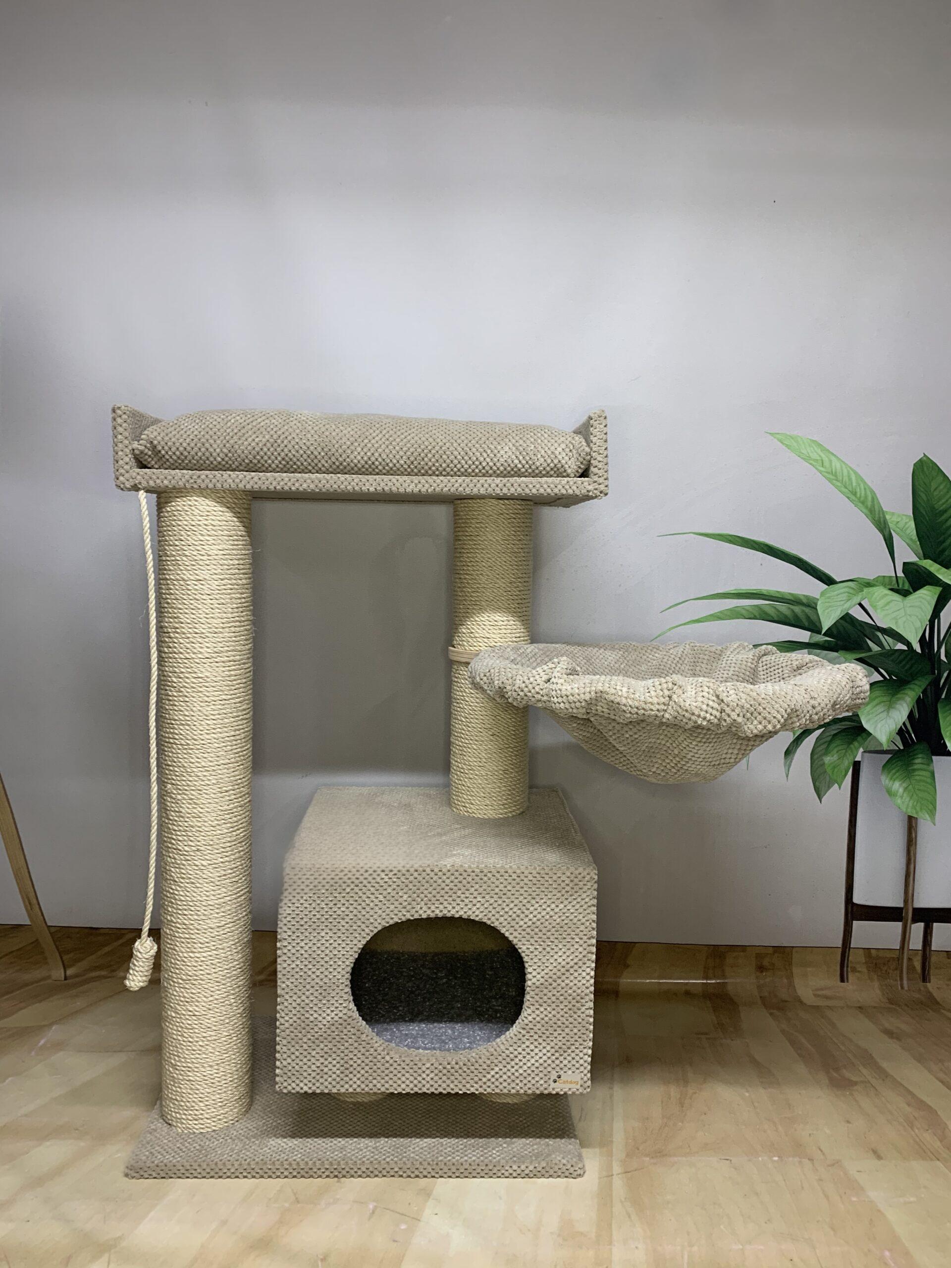 Domek dla kota z kanapą "Marzenie", zestaw zabawowy pazur, z hamakiem, sizal, 100*60*40cm - obrazek 2