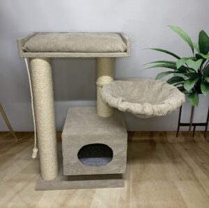 Domek dla kota z kanapą "Marzenie", zestaw zabawowy pazur, z hamakiem, sizal, 100*60*40cm