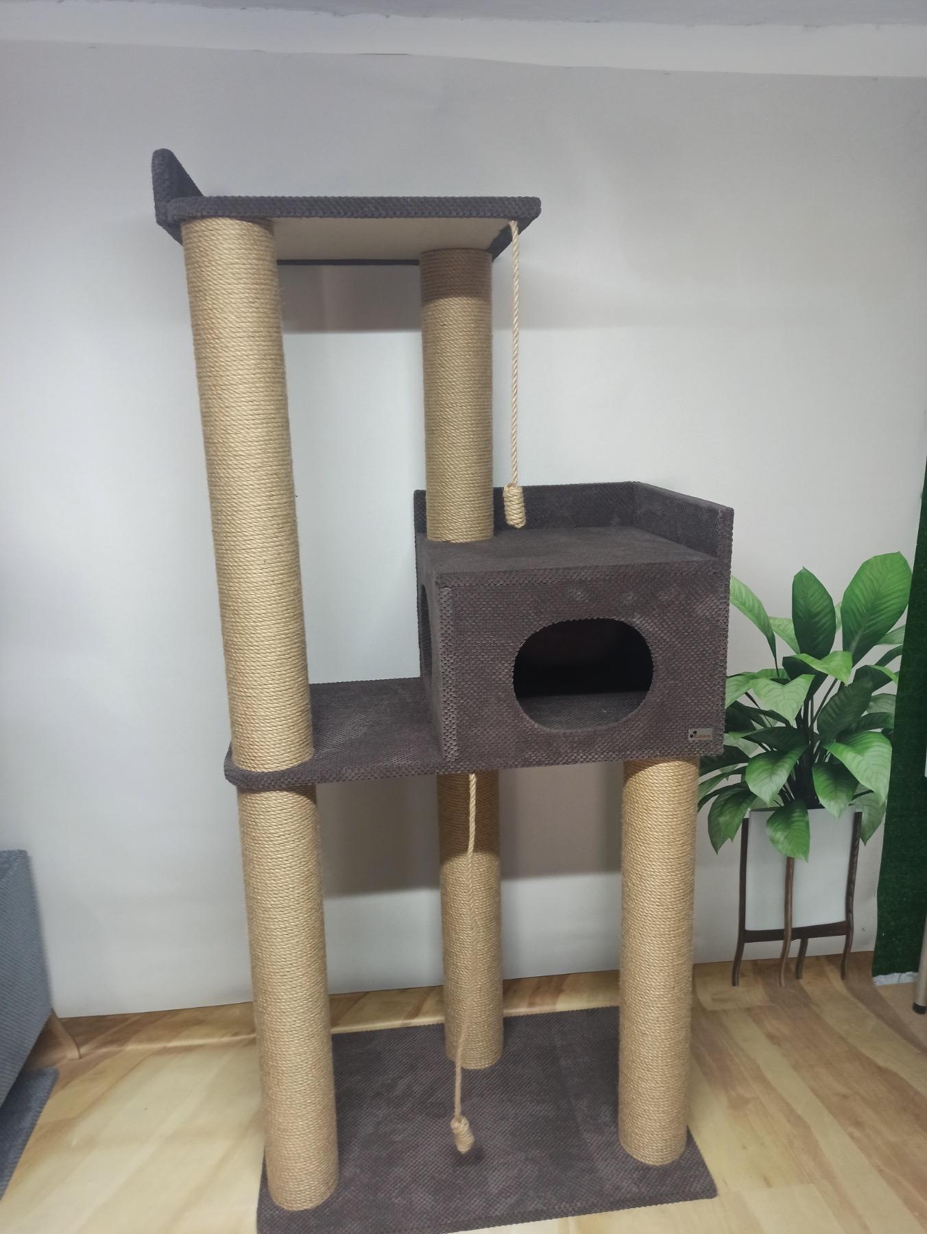 Kompleks pazurów "Elbrus" dla dużych kotów, z dużym legowiskiem i domkiem, do budy, 175*80*50cm - obrazek 4