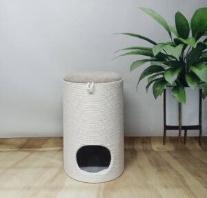 Puf, kredens, pazur, domek dla kota, miejsce do przechowywania, lina biała, 60*40*40cm