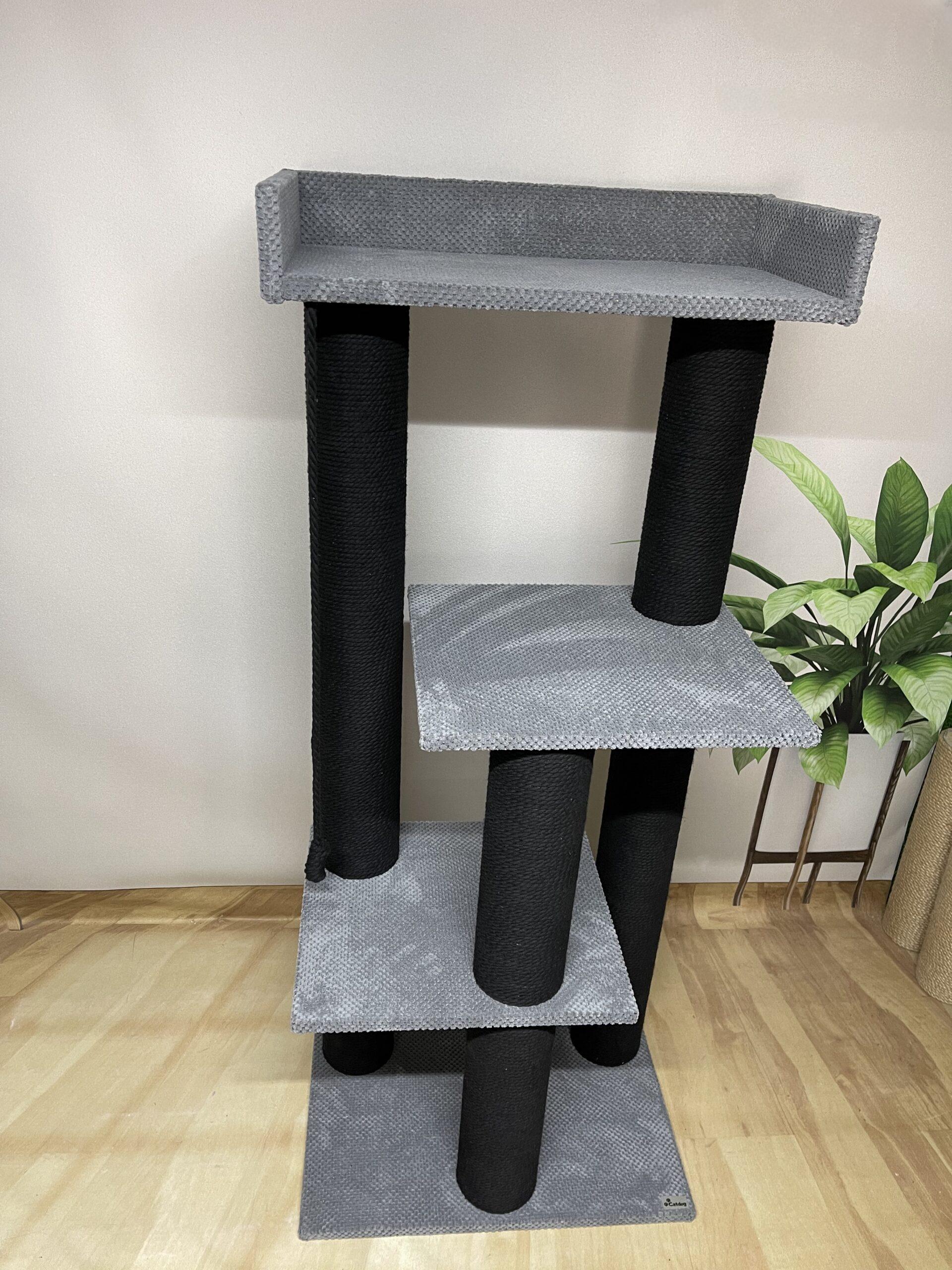 Kompleks pazurów dla kota "Sky", wielopoziomowy, kompaktowy, wykonany z czarnej liny 145*60*40cm - obrazek 3