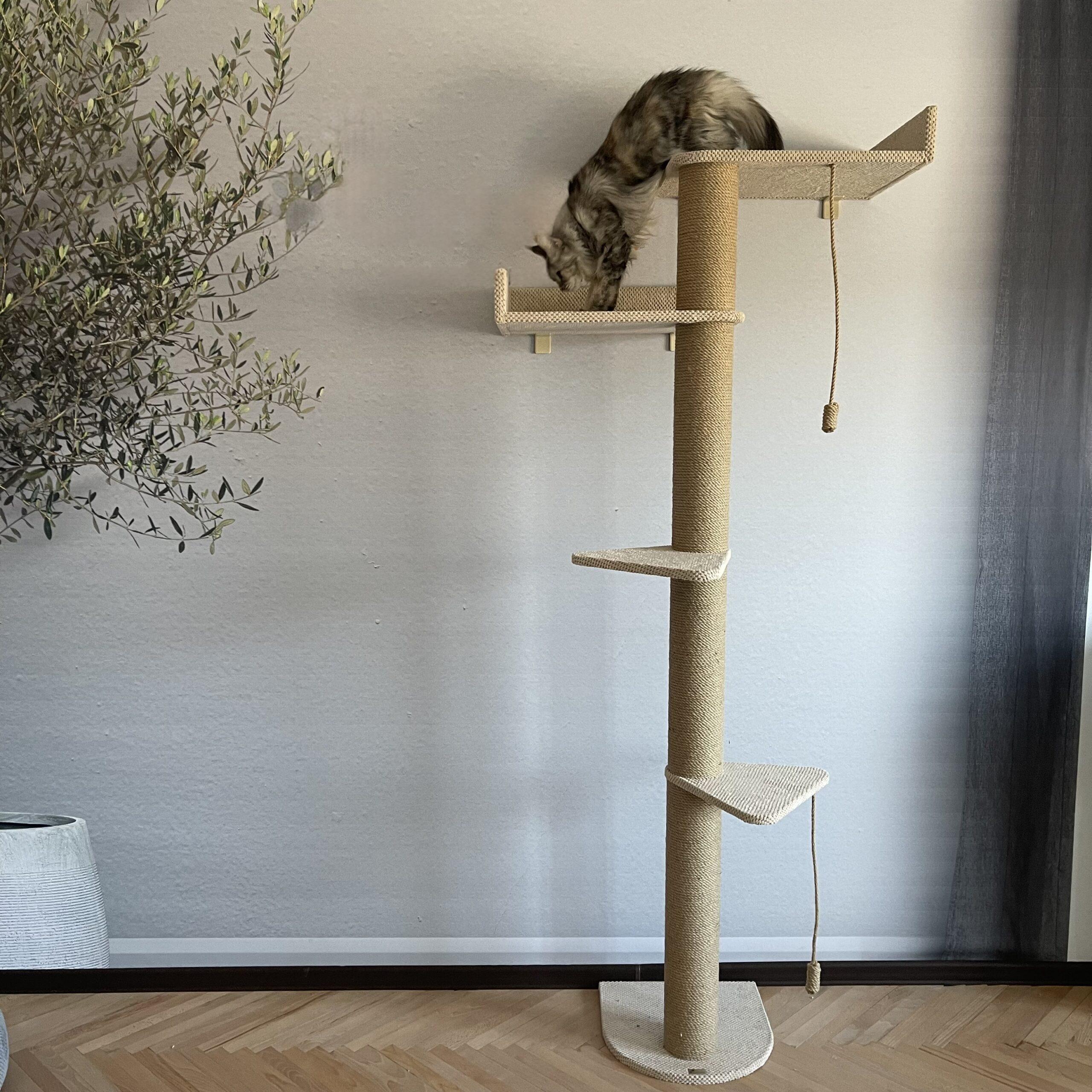 Konstrukcja do wspinania "Drzewko" dla dużych, aktywnych kotów, wiertło do pazurów, z juty