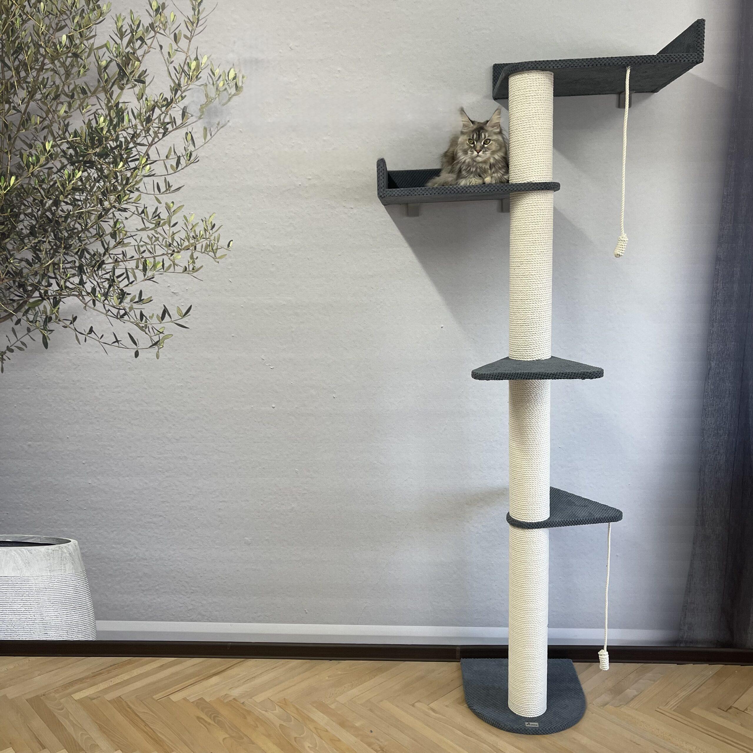 Kompleks wspinaczkowy "Drzewo" dla dużych, aktywnych kotów, wiertło do pazurów, wykonane z białej liny