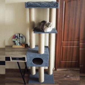 Kompleks kociego pazura "Sky" wys. 180 cm z domkiem i półkami, juta